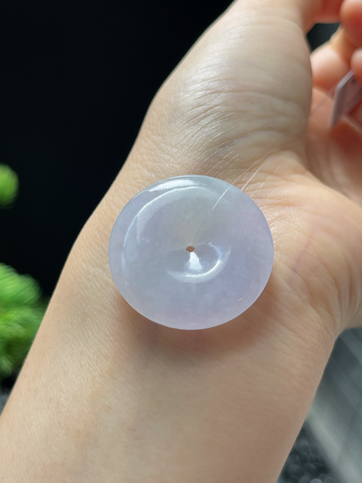 翡翠冰糯种淡紫色平安扣