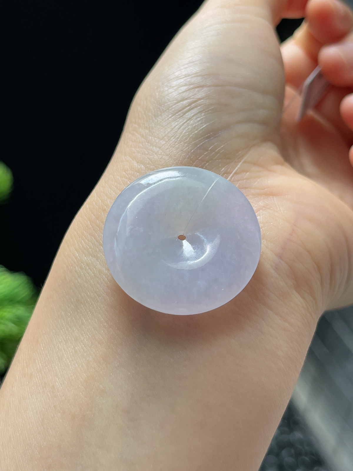 翡翠冰糯种淡紫色平安扣