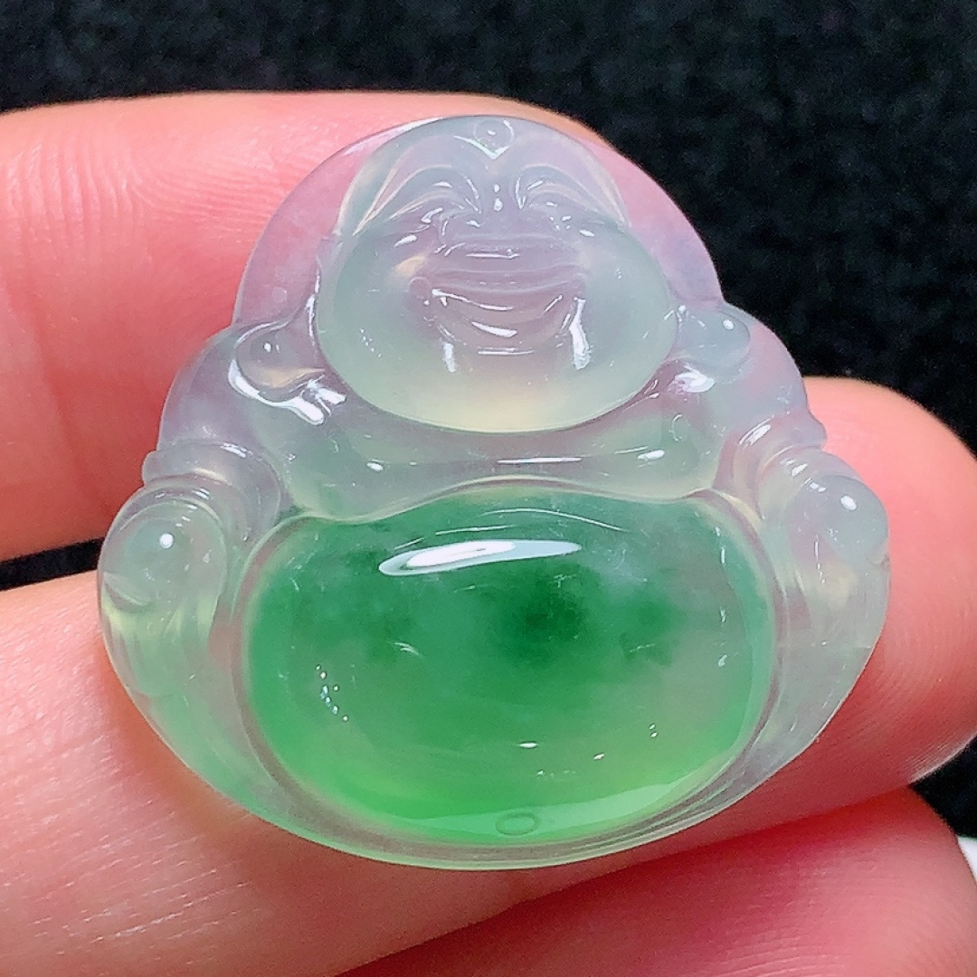 ️冰种飘绿佛公，种老水头好，又冰又润，饱满，尺寸：26.8/28/5.8mm
