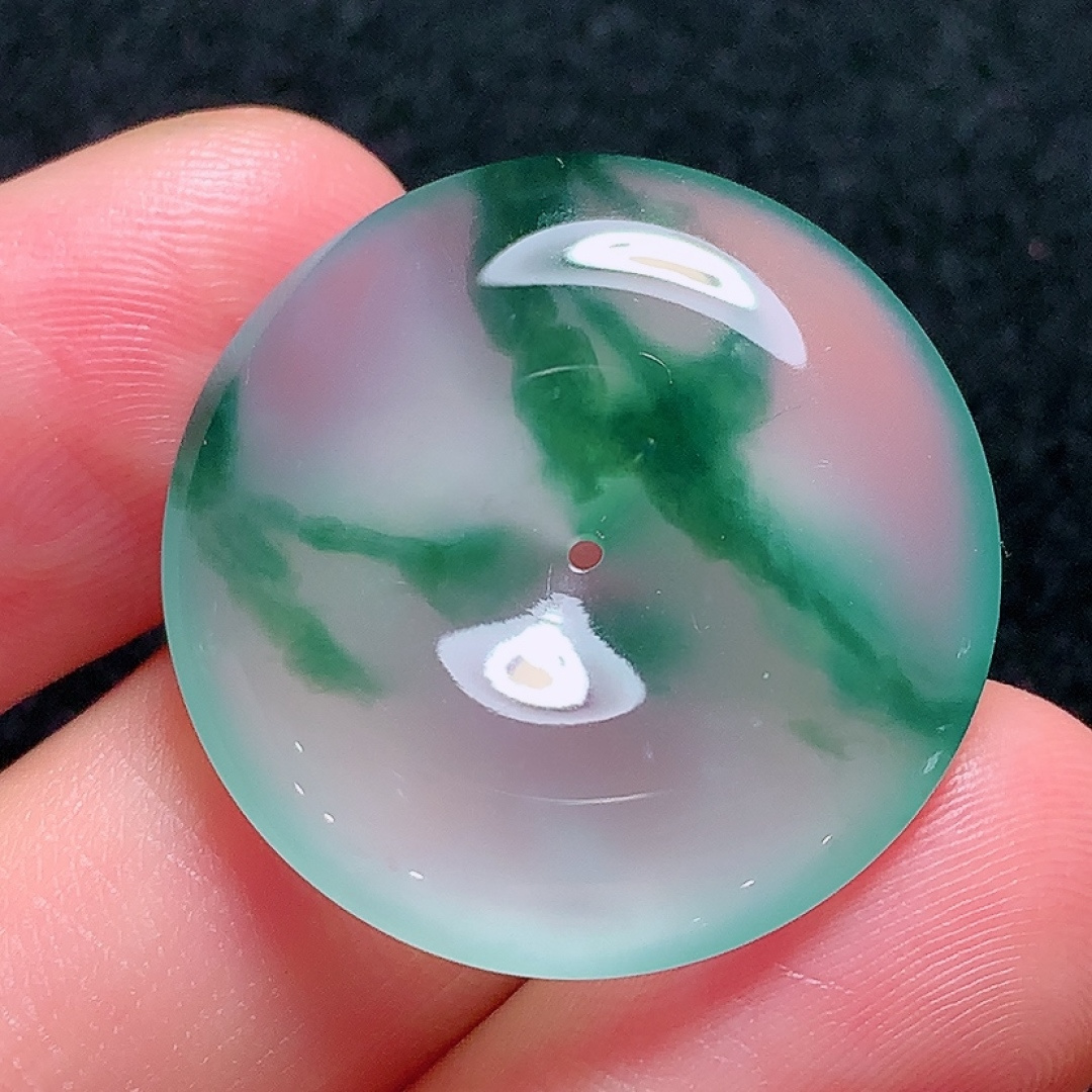 ️冰种飘花平安扣，种老水头好，又冰又润，饱满无裂，尺寸：26.7/5.2mm