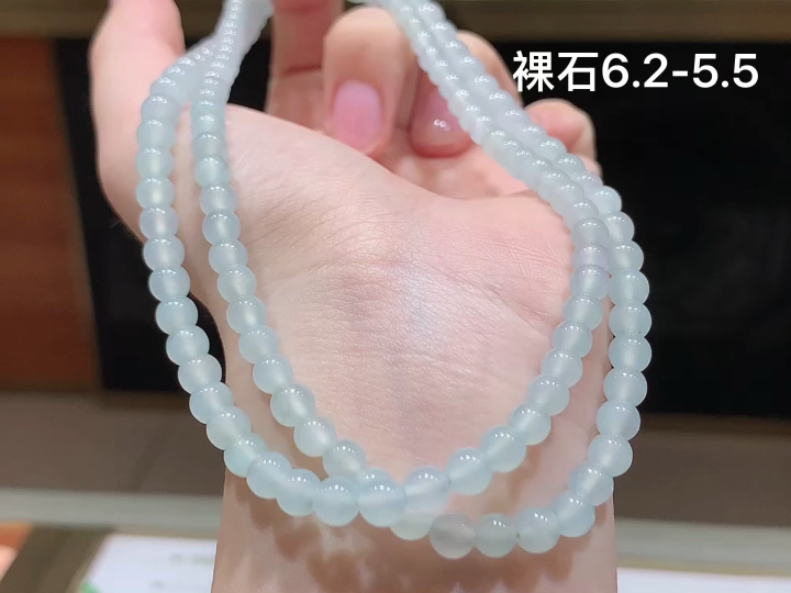 冰种珠链  尺寸，6.2-5.5