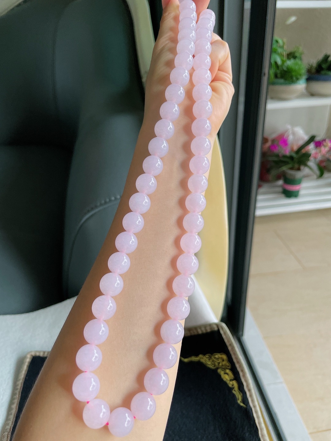 天然翡翠A货，珠链，尺寸：12.7mm48颗。【编4096】