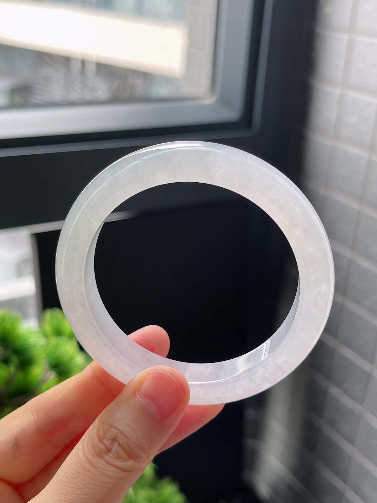 正圈54.3，白冰白月光正圈翡翠手镯