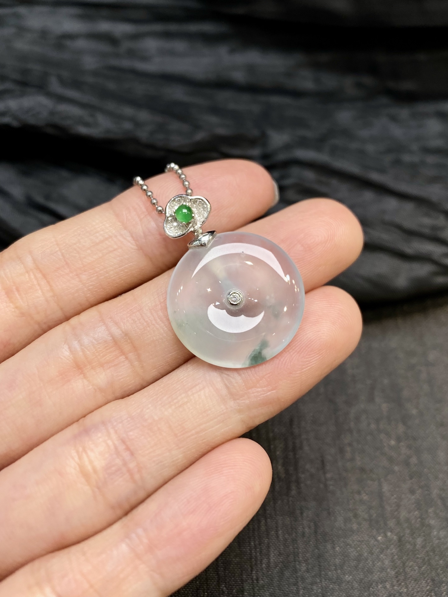 高冰飘花平安扣吊坠·金 整·26.5-20-3.6mm