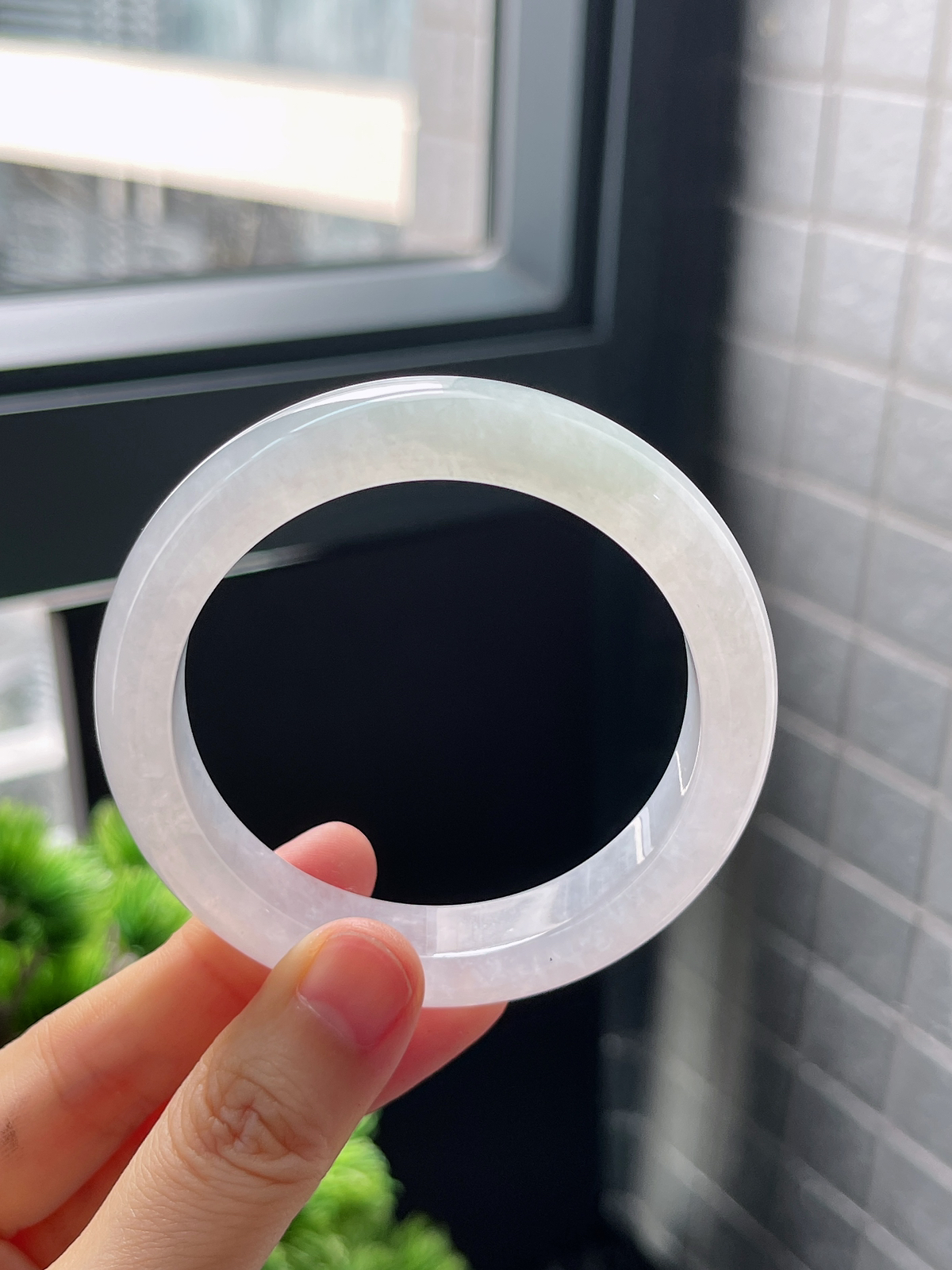 正圈54.3，白冰白月光正圈翡翠手镯