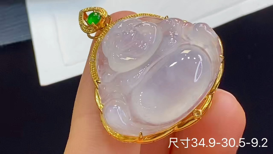 ️玫瑰][玫瑰]18k金+钻坐佛吊坠，无裂，34.9-30.5-9.2