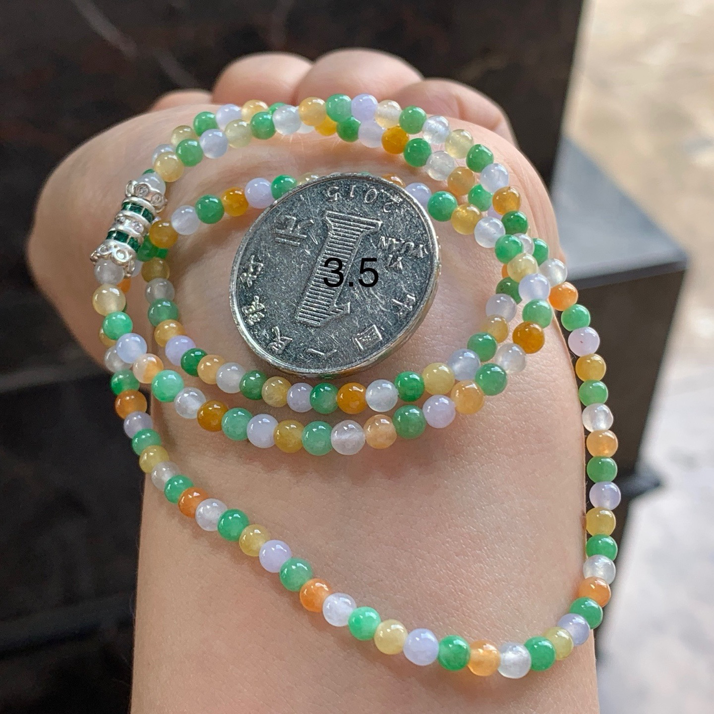 多彩珠链^_^玉质温润  尺寸3.5