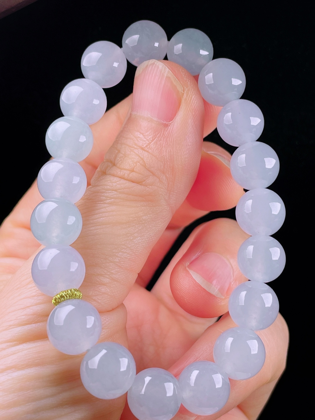 ️冰种手串，老种起光，细底通透，尺寸：9.6mm0531