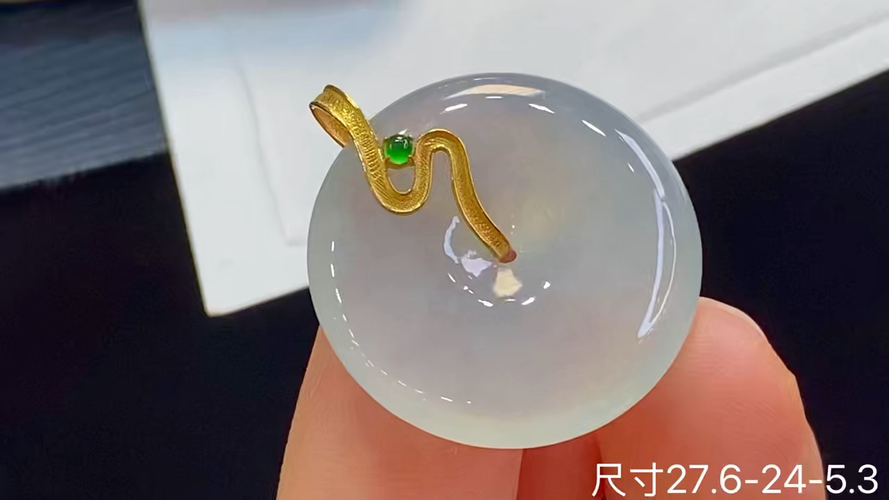 18k金+钻平安扣吊坠，无裂，27.6-24-5.3