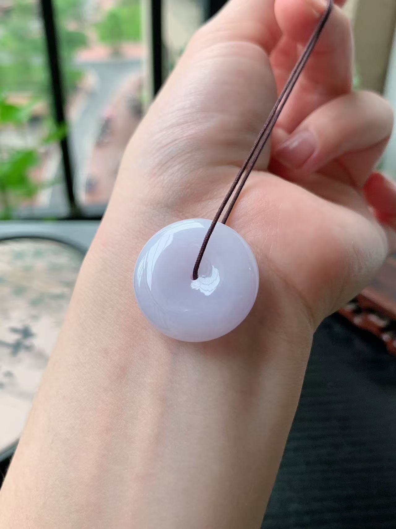 老坑冰种胶感平安扣吊坠 裸石尺寸:25-8.3mm