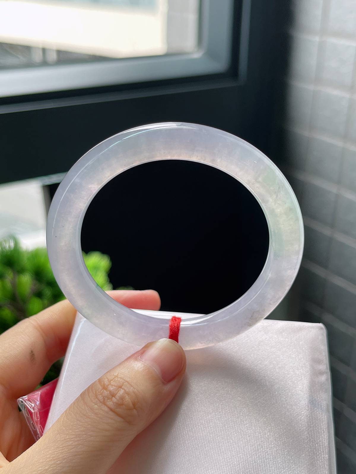 圈口50.3，小圈口捡漏 冰粉紫圆条翡翠手镯，皮毛纹裂不影响