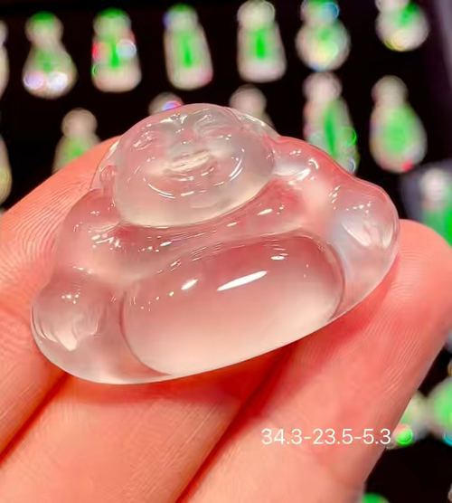 玻璃种大肚佛，饱满大气晶莹剔透，实物非常漂亮，无裂，34.3-23.5-5.3