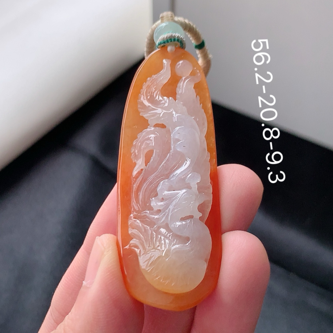 红翡挂件 种老饱满水润，品相喜悦，佩戴时尚大方 货号24530，56.2-20.8-9.3