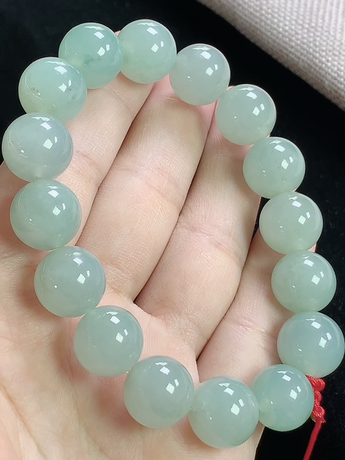冰种玉珠手串，尺寸12.4mm，L01zg9