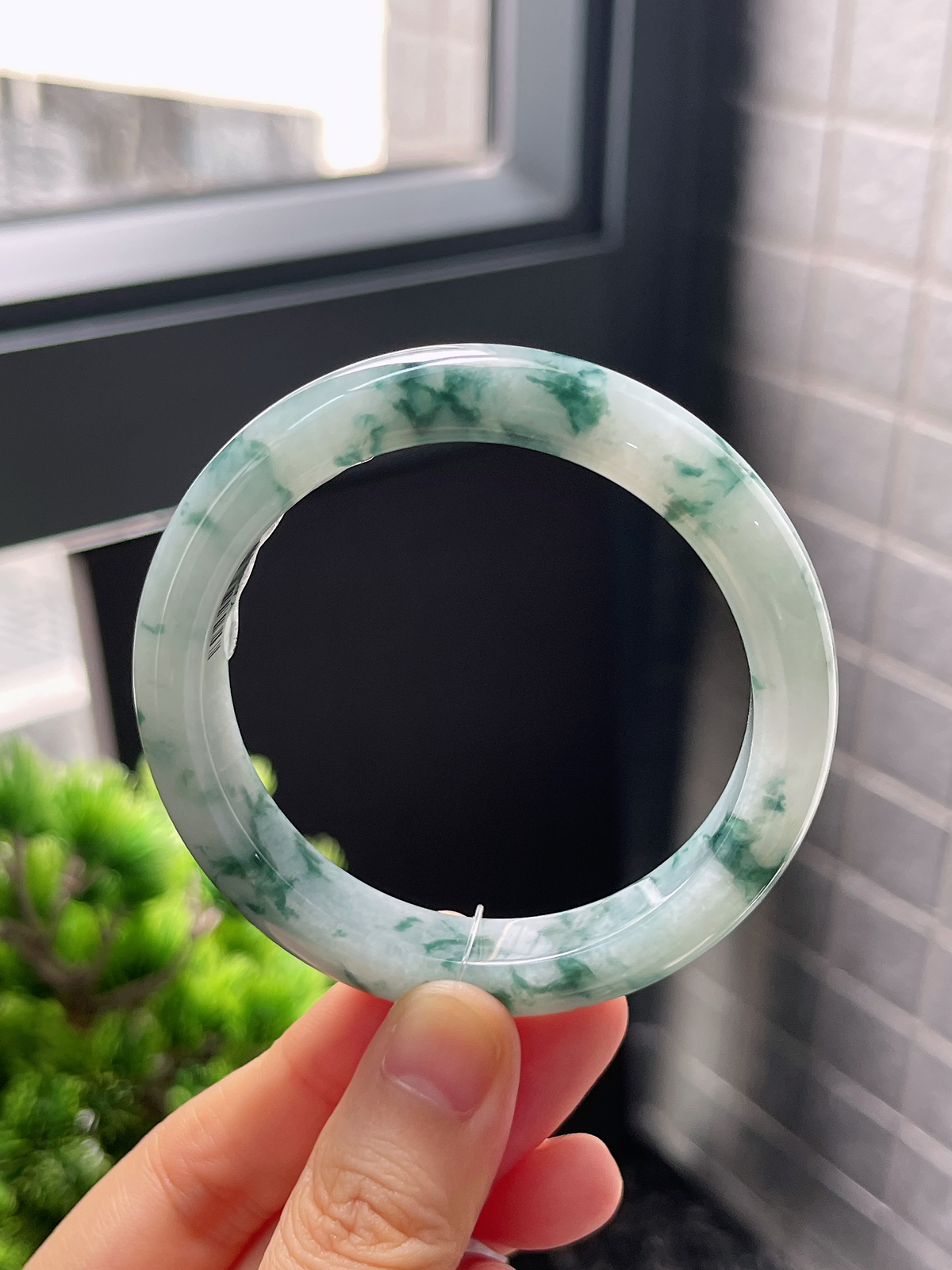 正圈53圈口，翡翠糯化种飘花手镯
