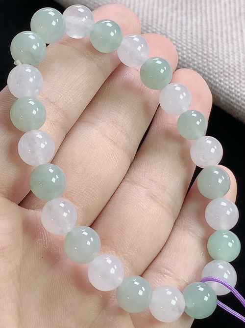 双彩玉珠手串，尺寸7.9mm，L01zg9