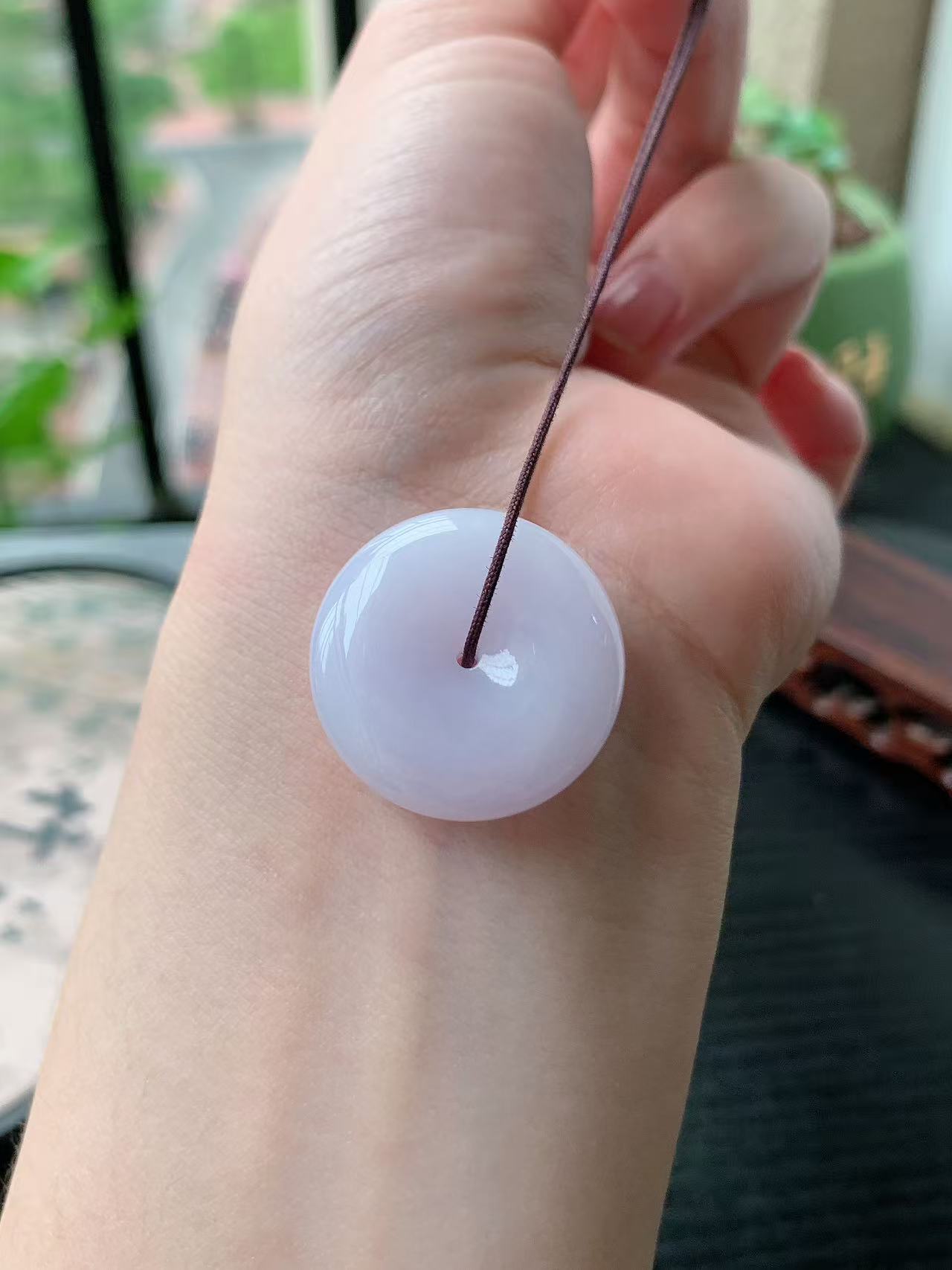 老坑冰种胶感平安扣吊坠 裸石尺寸:25-8.3mm
