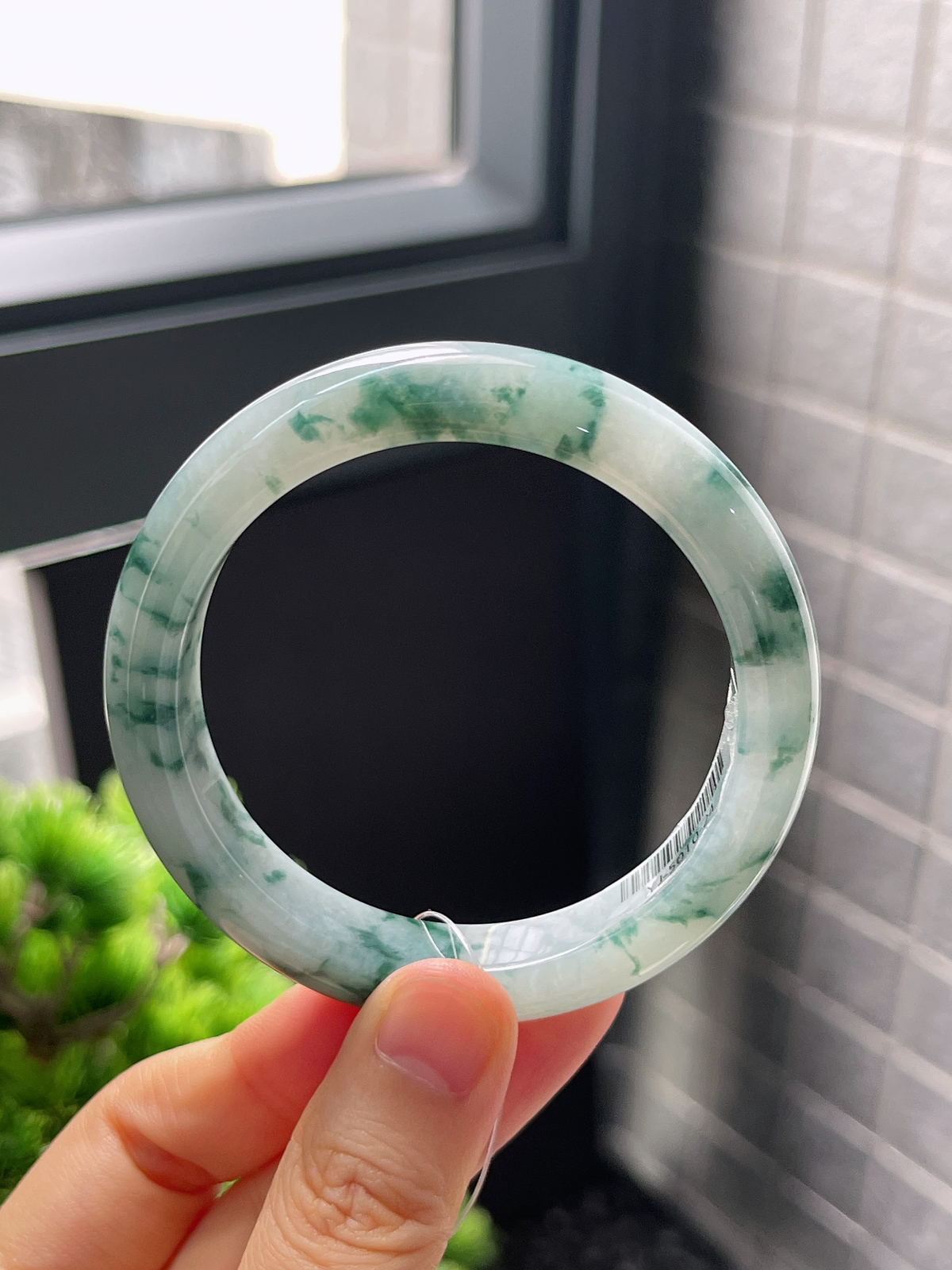 正圈53圈口，翡翠糯化种飘花手镯