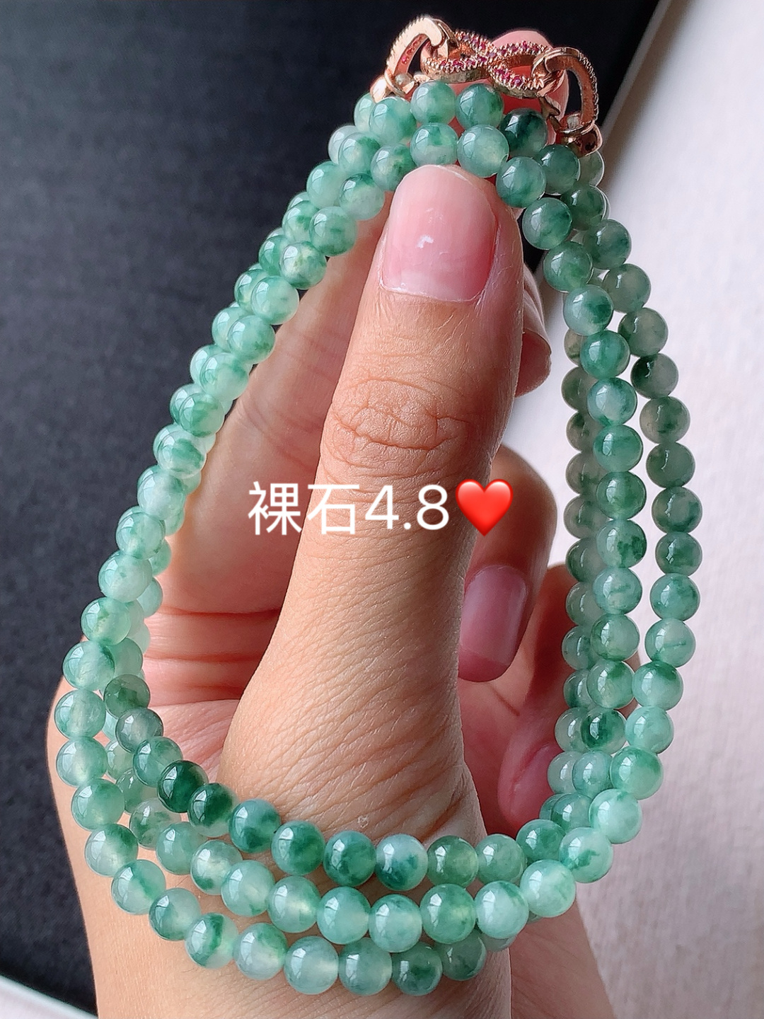冰飘花圆珠珠链 花色灵动，水润，佩戴简单大方，4.8