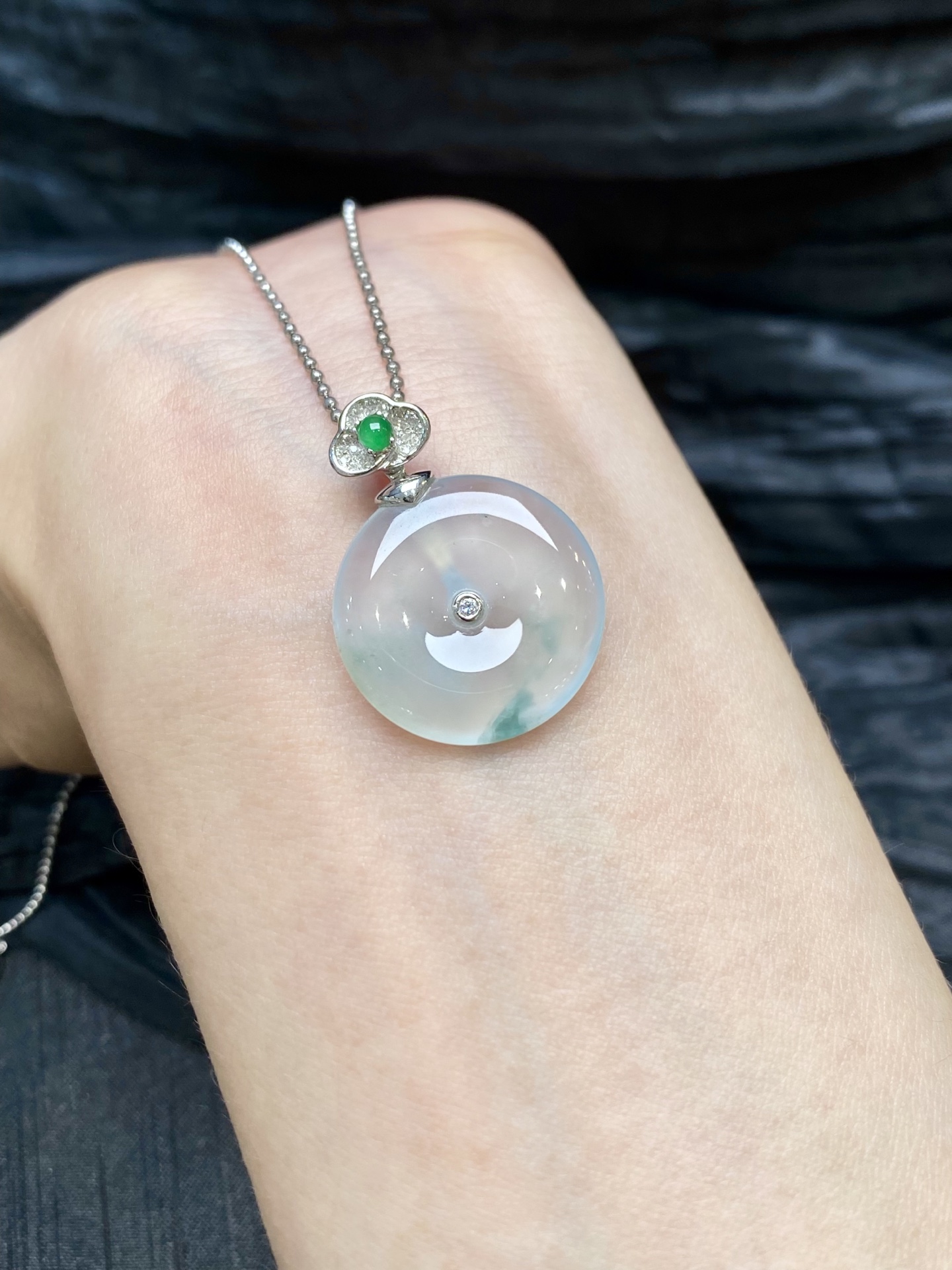 高冰飘花平安扣吊坠·金 整·26.5-20-3.6mm