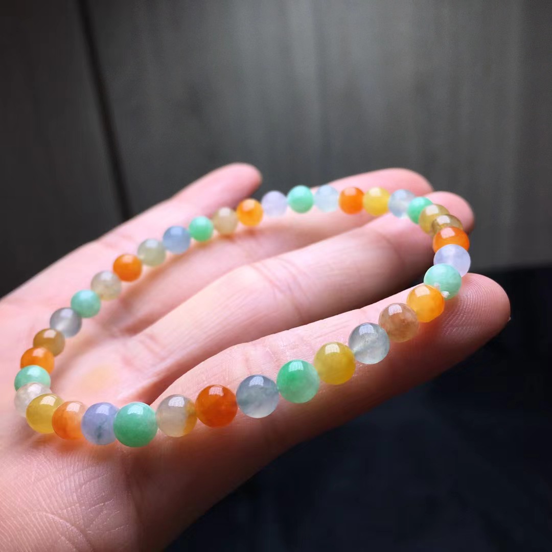 ️ 冰彩手链，卡5.1mm，37颗，种好，玉质细腻，色彩鲜艳，颗颗精选