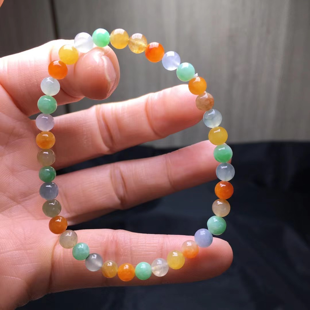 ️ 冰彩手链，卡5.1mm，37颗，种好，玉质细腻，色彩鲜艳，颗颗精选