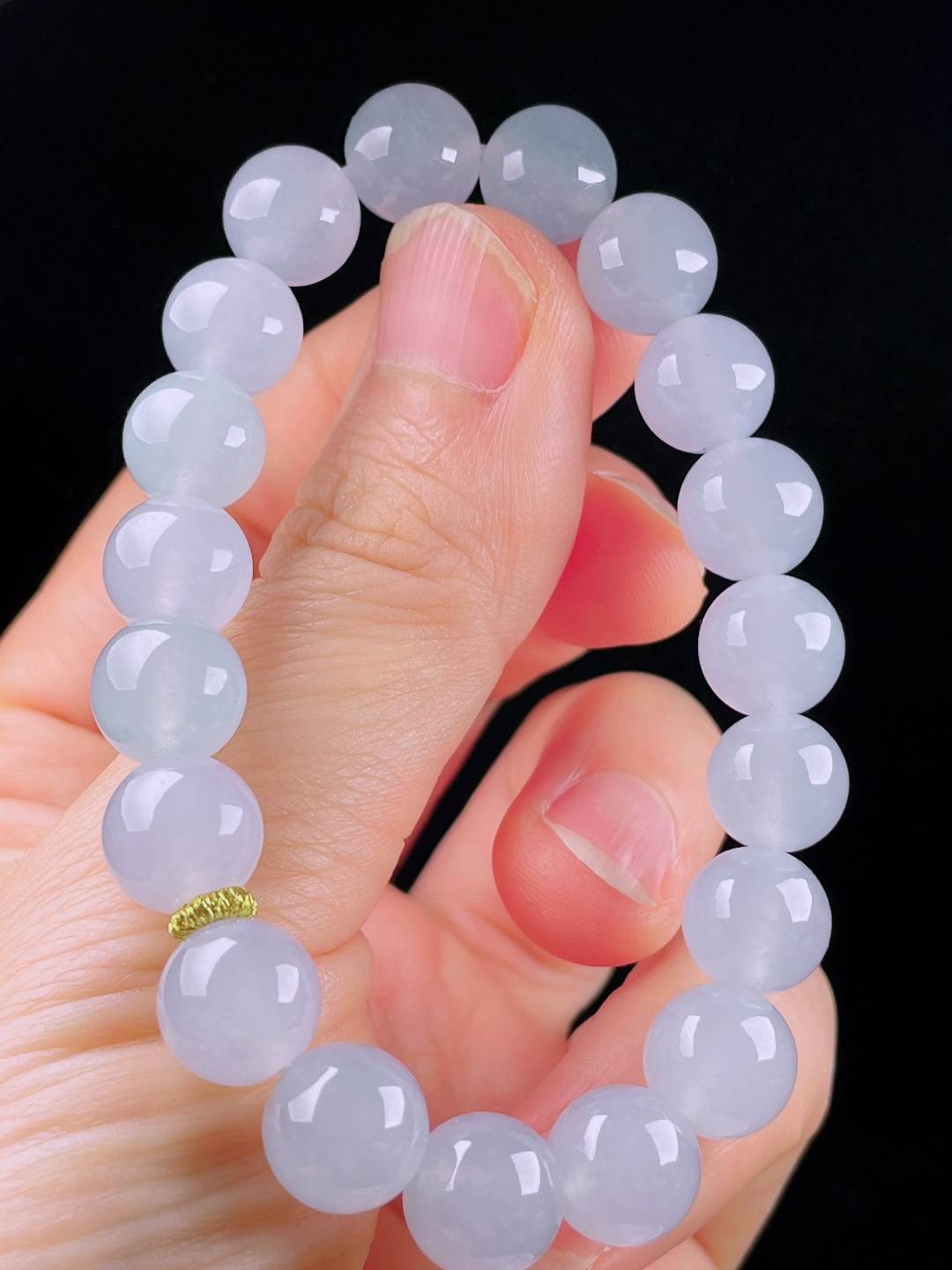 ️冰种手串，老种起光，细底通透，尺寸：9.6mm0531
