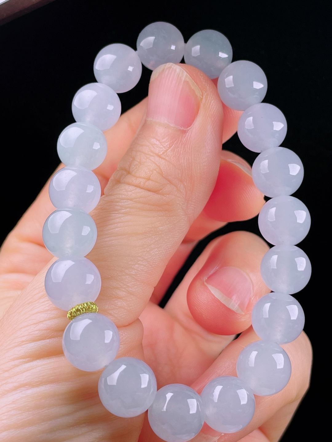 ️冰种手串，老种起光，细底通透，尺寸：9.6mm0531