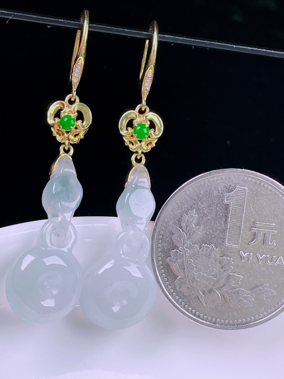 ️白冰耳坠，老种起光，细底通透，尺寸：47/12.2/5.8mm0601