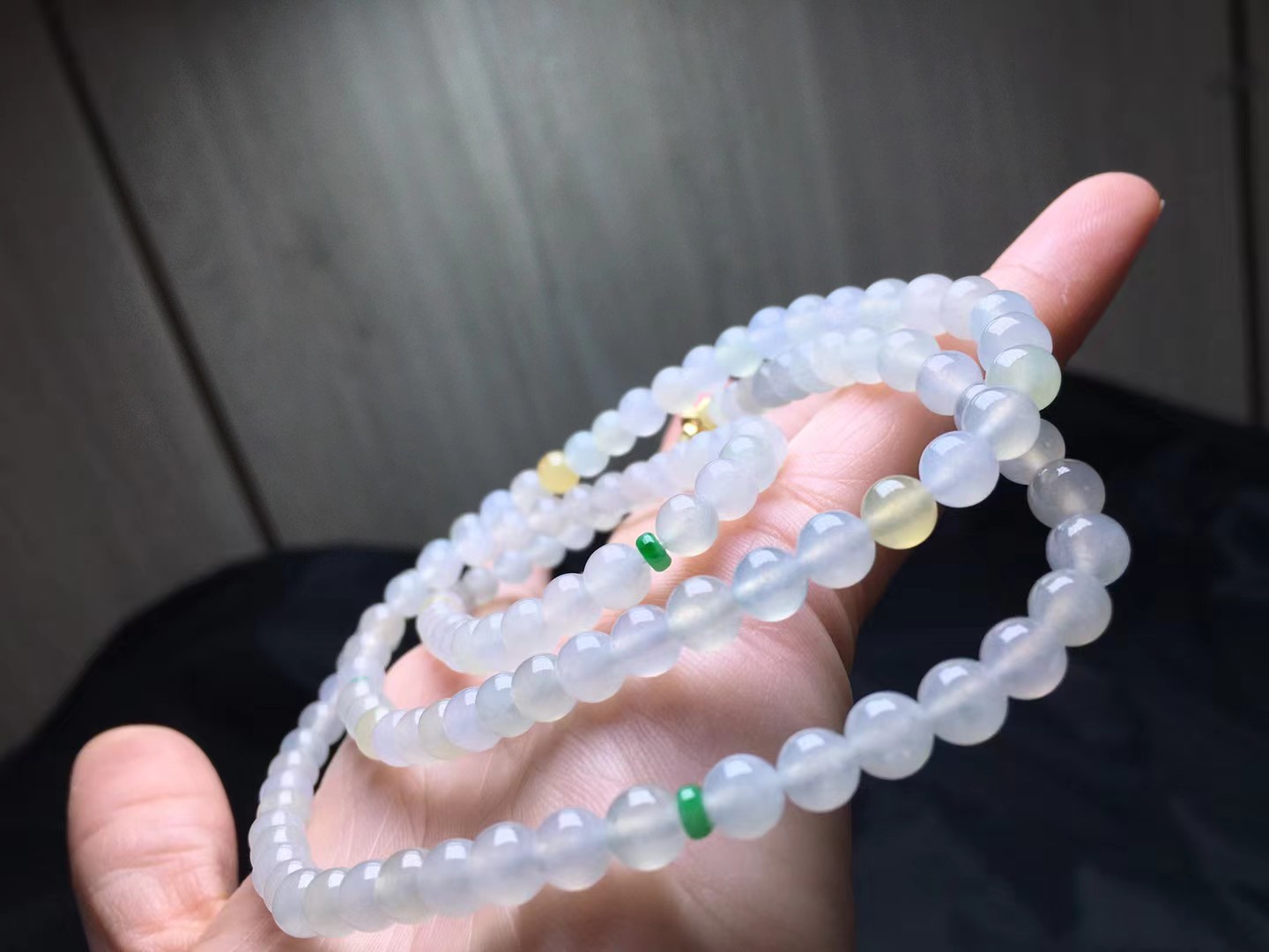 ️ 冰种珠链，卡6.2～5.9mm，118颗，种好，玉质细腻，冰透水润，均匀