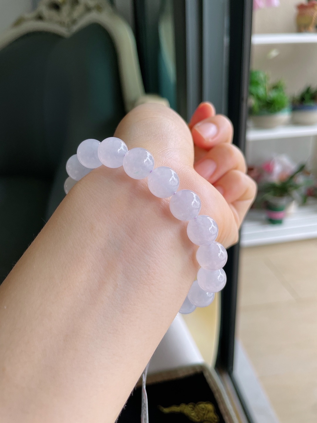 ️，天然翡翠A货，冰种白冰手串，尺寸：10mm。【编3694】