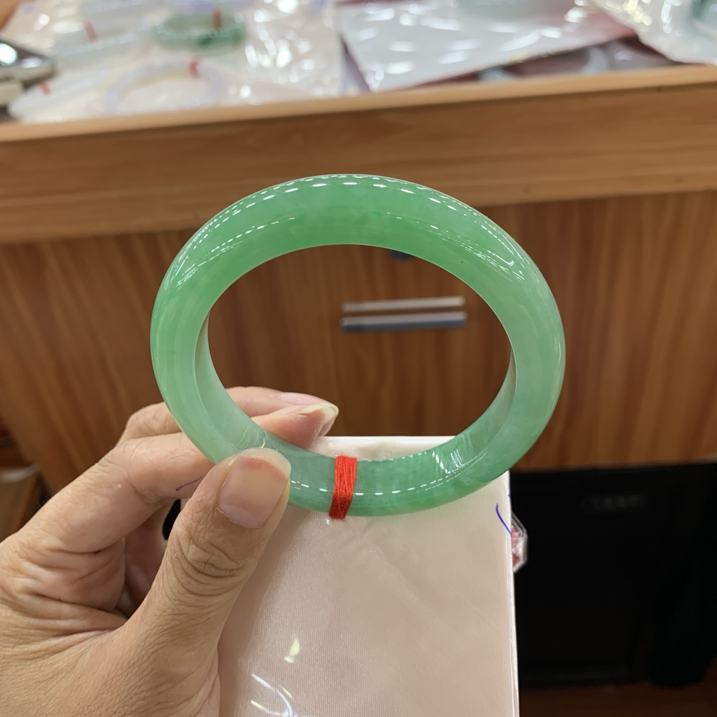 060129CK 满绿正圈大圈口翡翠手镯 60-12.1-9.5