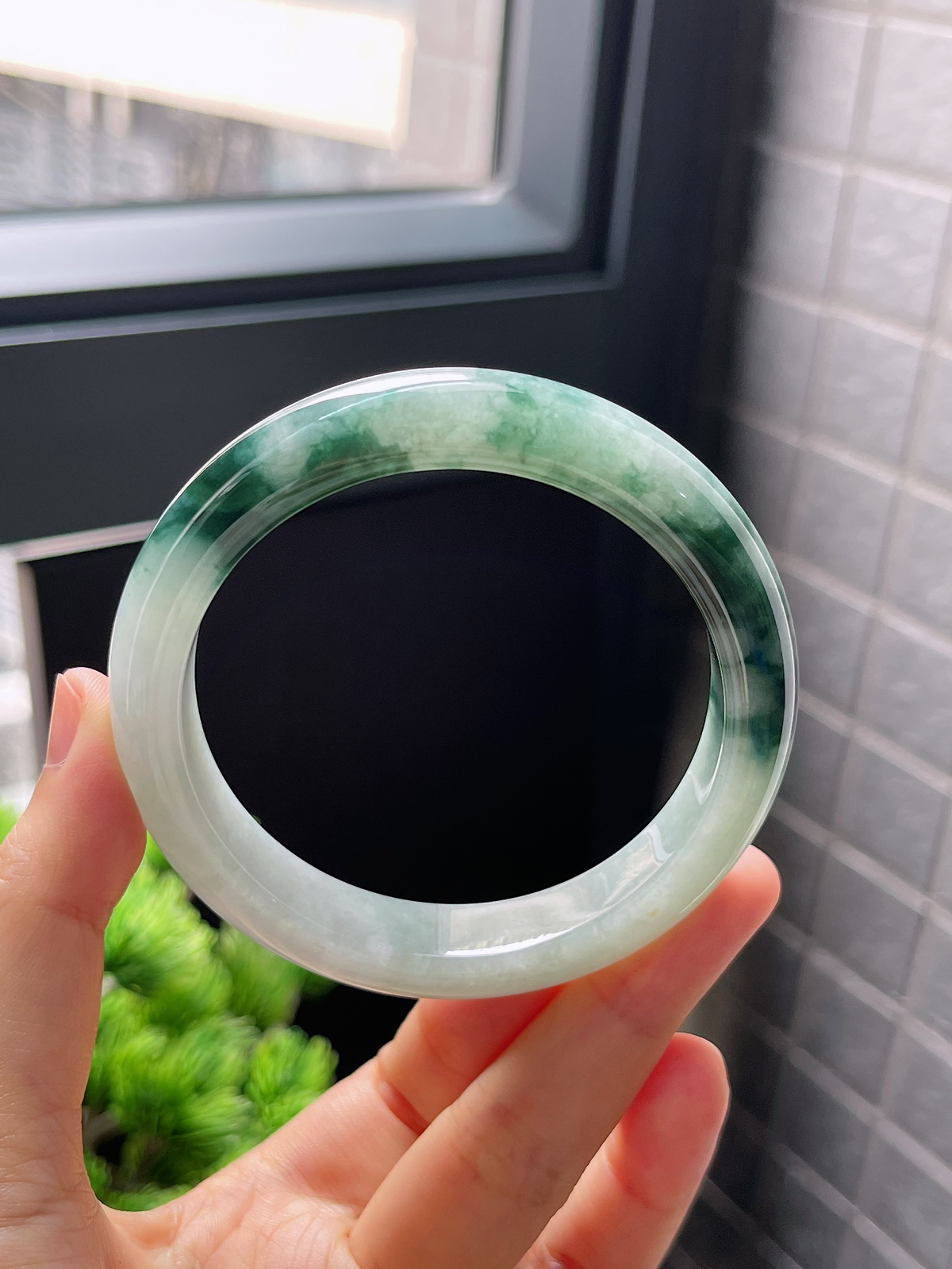 圈口57.6，糯化飘花正圈手镯