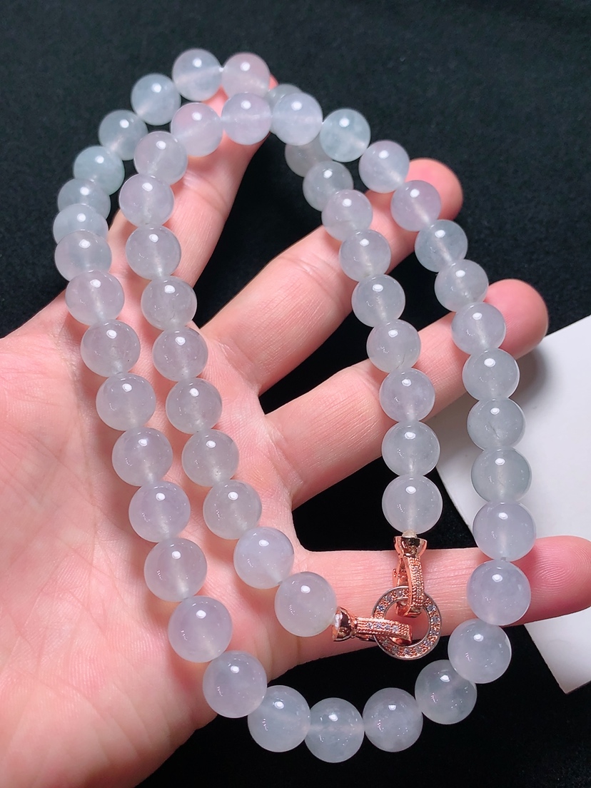 ️高质量珠链，种老水头好，又冰又润，饱满大气，尺寸：10.3mm55粒