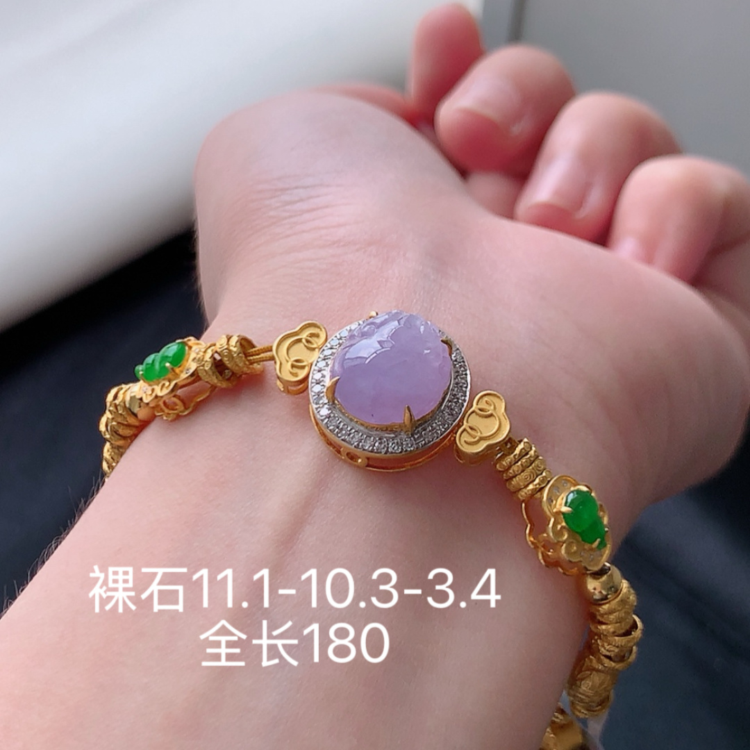 冰紫貔貅手链 色彩鲜艳，底子细腻莹润，佩戴清新优雅货号41531，11.1-10.3-3.4