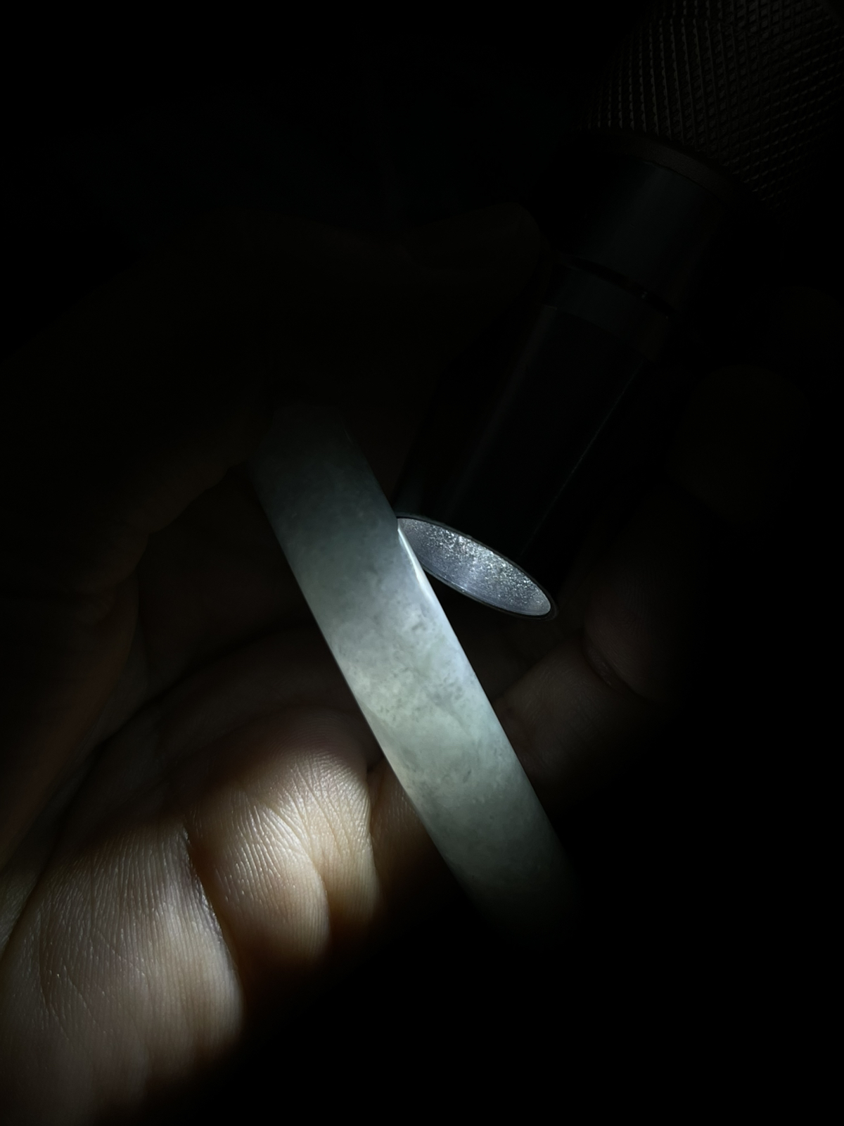 圈口53，冰糯淡黄翡翡翠圆条手镯
