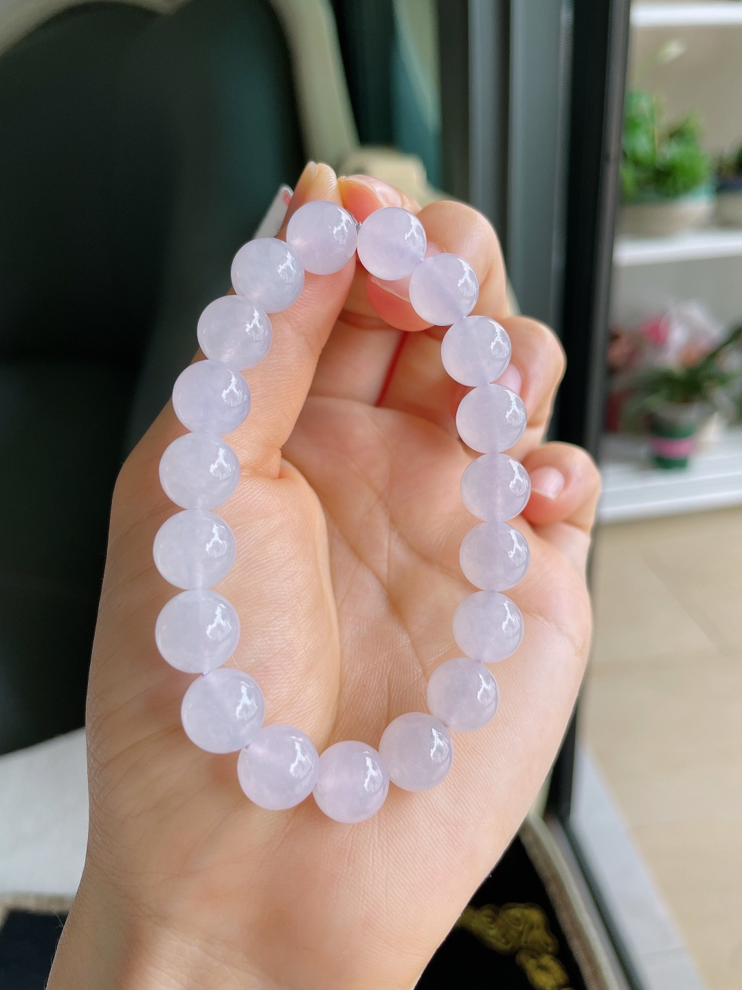 ️，天然翡翠A货，冰种白冰手串，尺寸：10mm。【编3694】