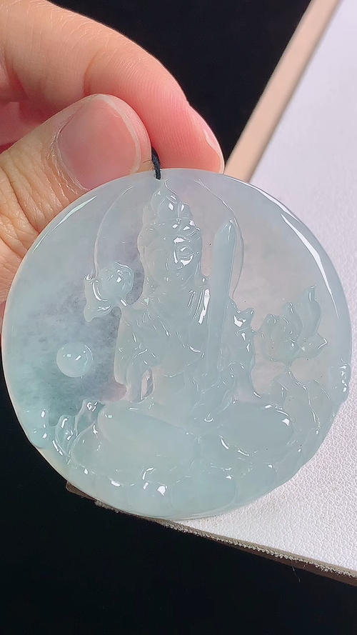 冰种虚空藏观音，一刀切，无裂，尺寸:48.2-4.8mm 26
