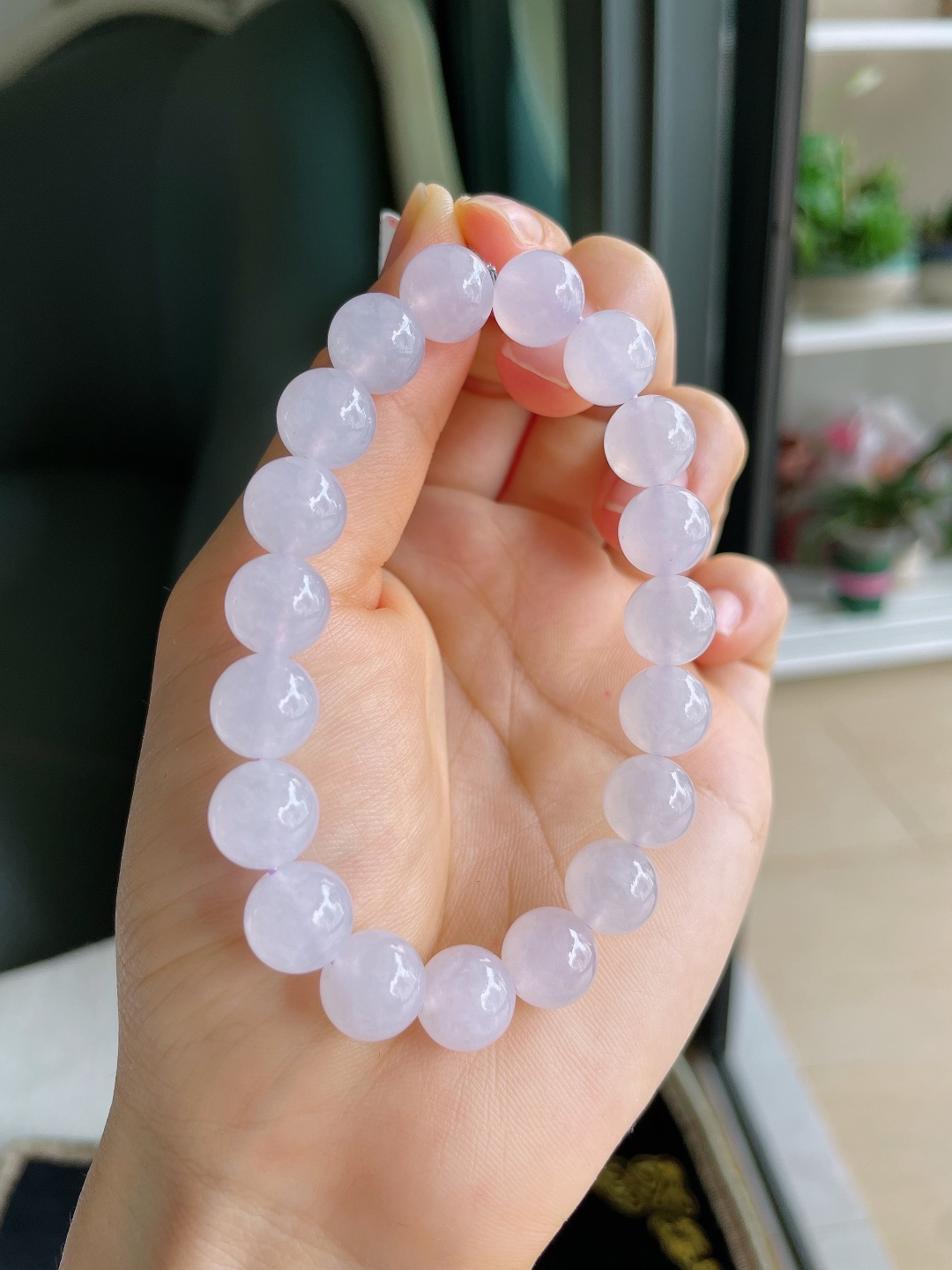 ️，天然翡翠A货，冰种白冰手串，尺寸：10mm。【编3694】