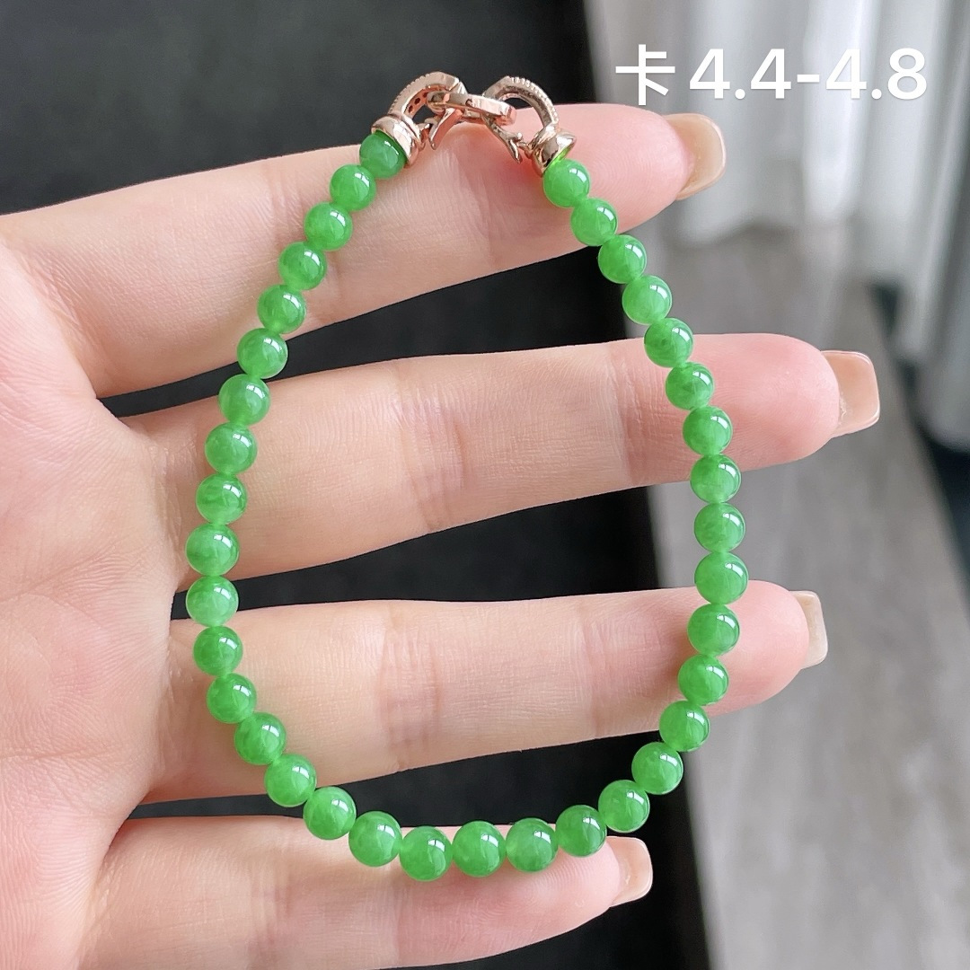 冰绿小米珠手串，4.4-4.8