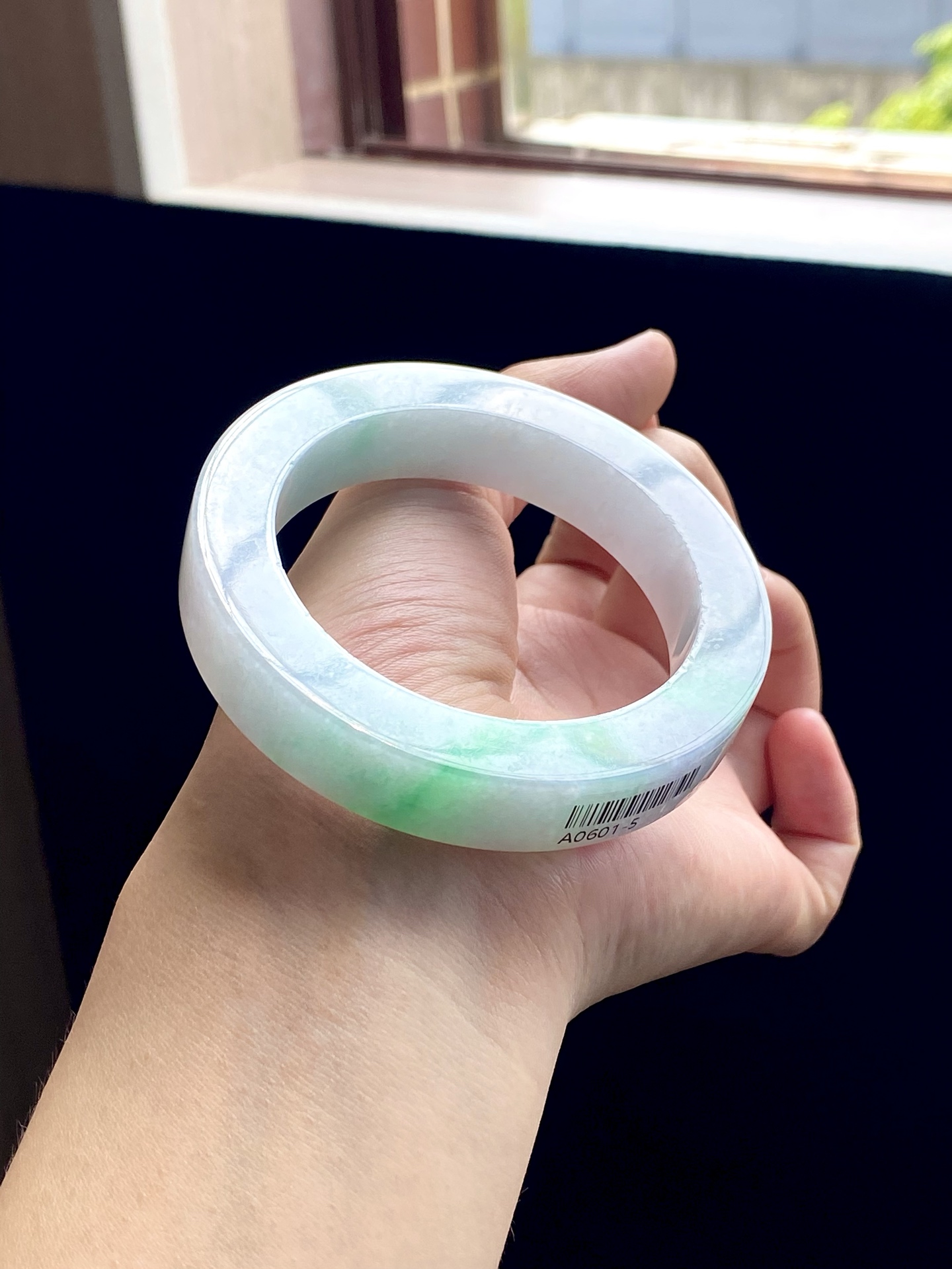 阳绿白底青镯胚 A0601-5 ⭕️74.8-55-12.7-10 可做55～58正圈