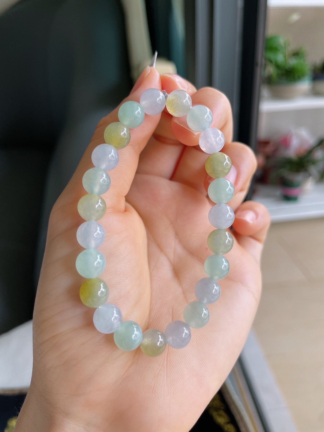 天然翡翠A货，冰多宝手串，尺寸：8mm。【编3883】
