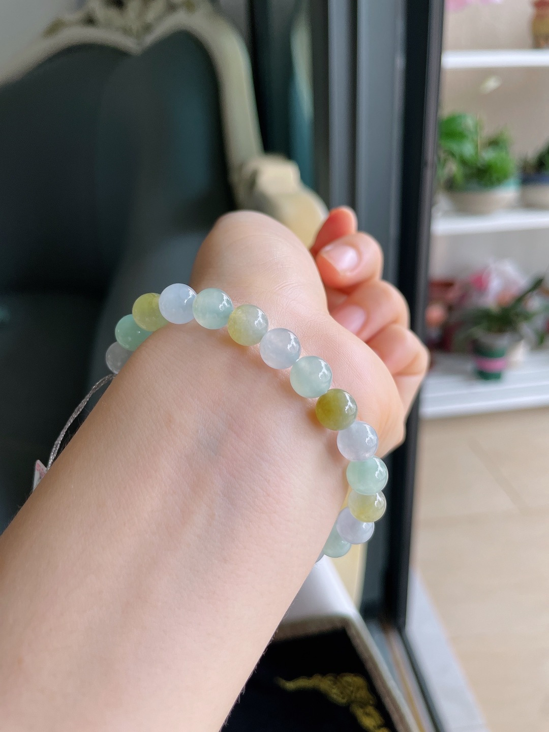 天然翡翠A货，冰多宝手串，尺寸：8mm。【编3883】