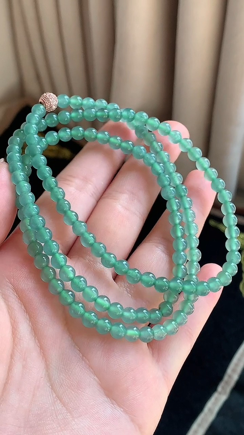 ️天然翡翠，冰蓝珠链尺寸5 az61