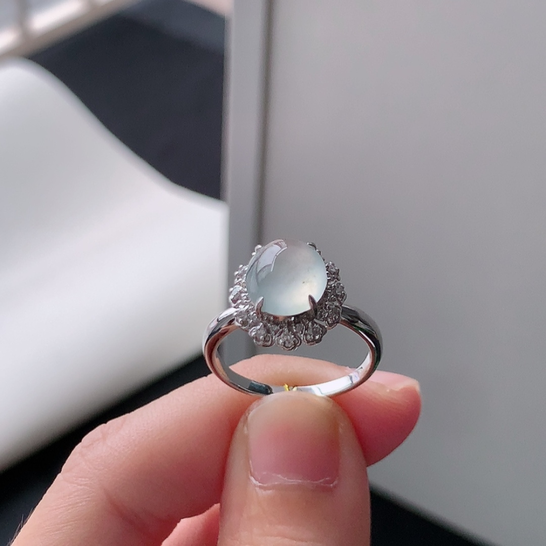 高冰女戒 饱满底子细腻，起光，佩戴简单大方 货号HX601，9.1-8.1-2.0