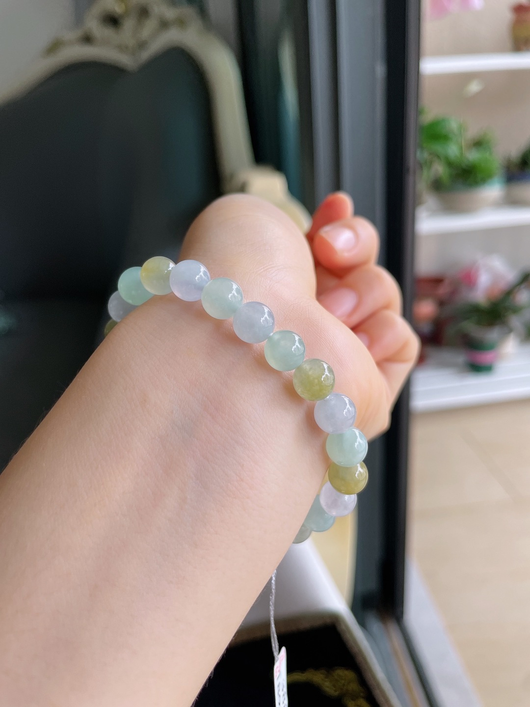 天然翡翠A货，冰多宝手串，尺寸：8mm。【编3883】