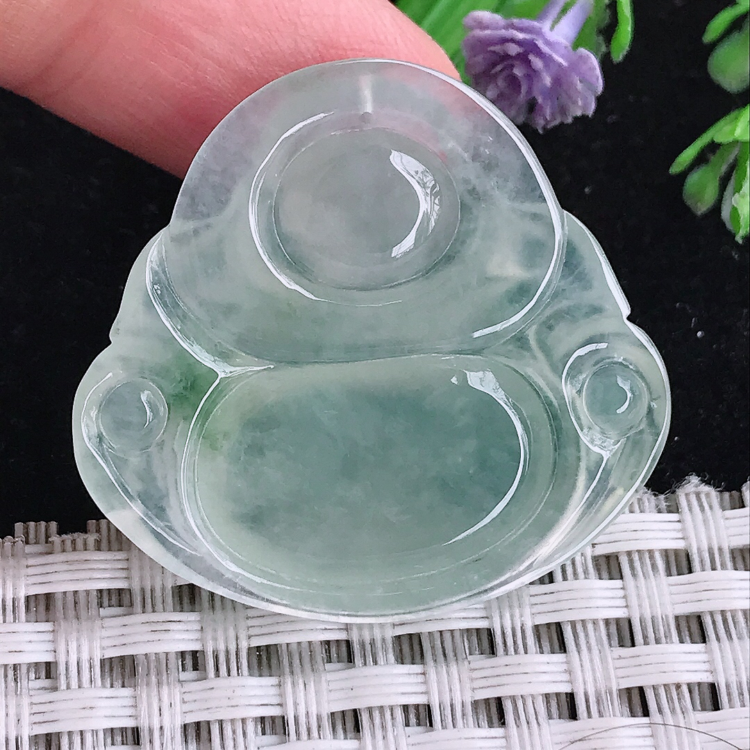 实拍A货翡翠31.8/34/6老坑果冻冰种fog吊坠翡翠玉佛挂件