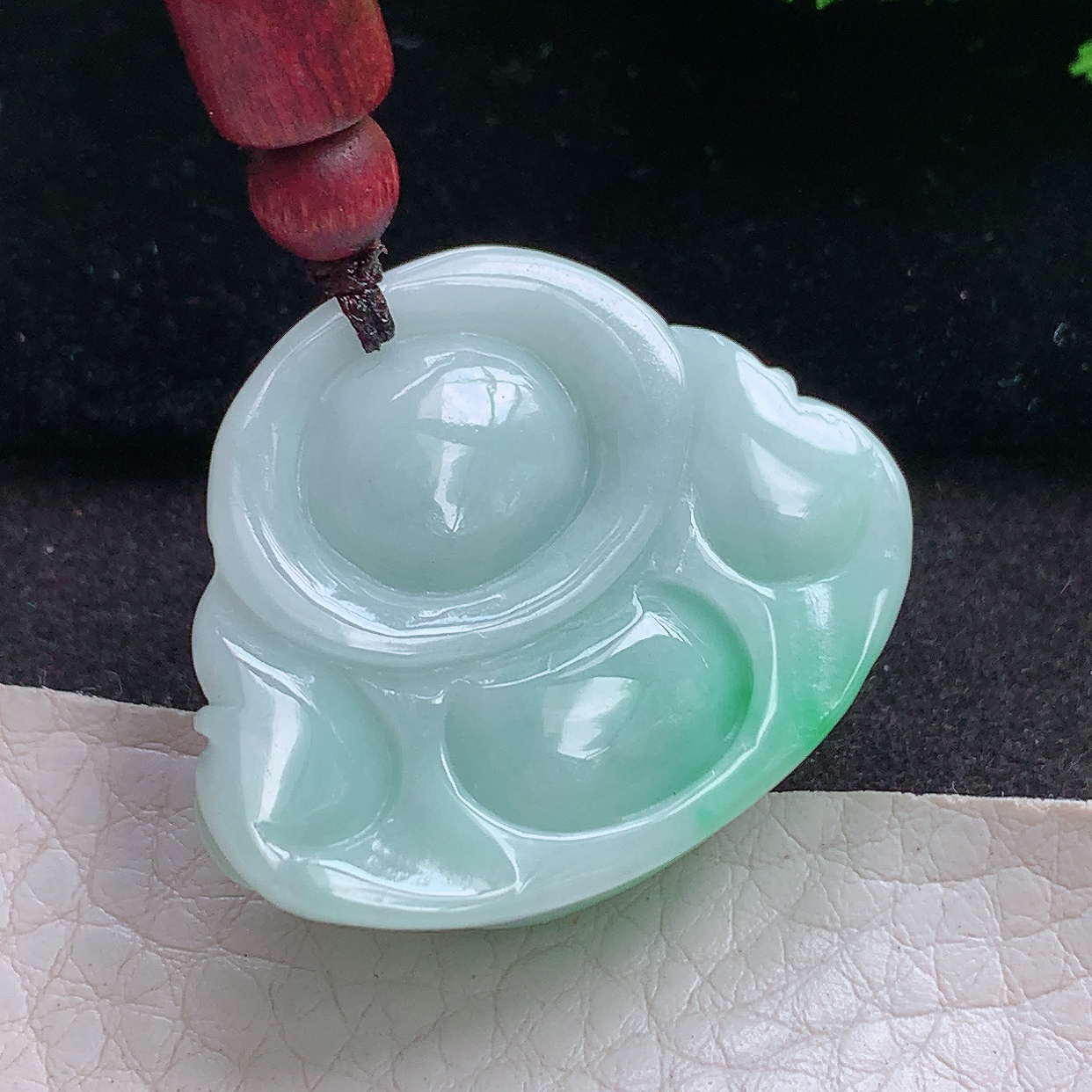 zen实拍29.5*35*12.2缅甸翡翠a货精雕飘绿饱满佛公 弥勒佛玉吊坠 玉挂件