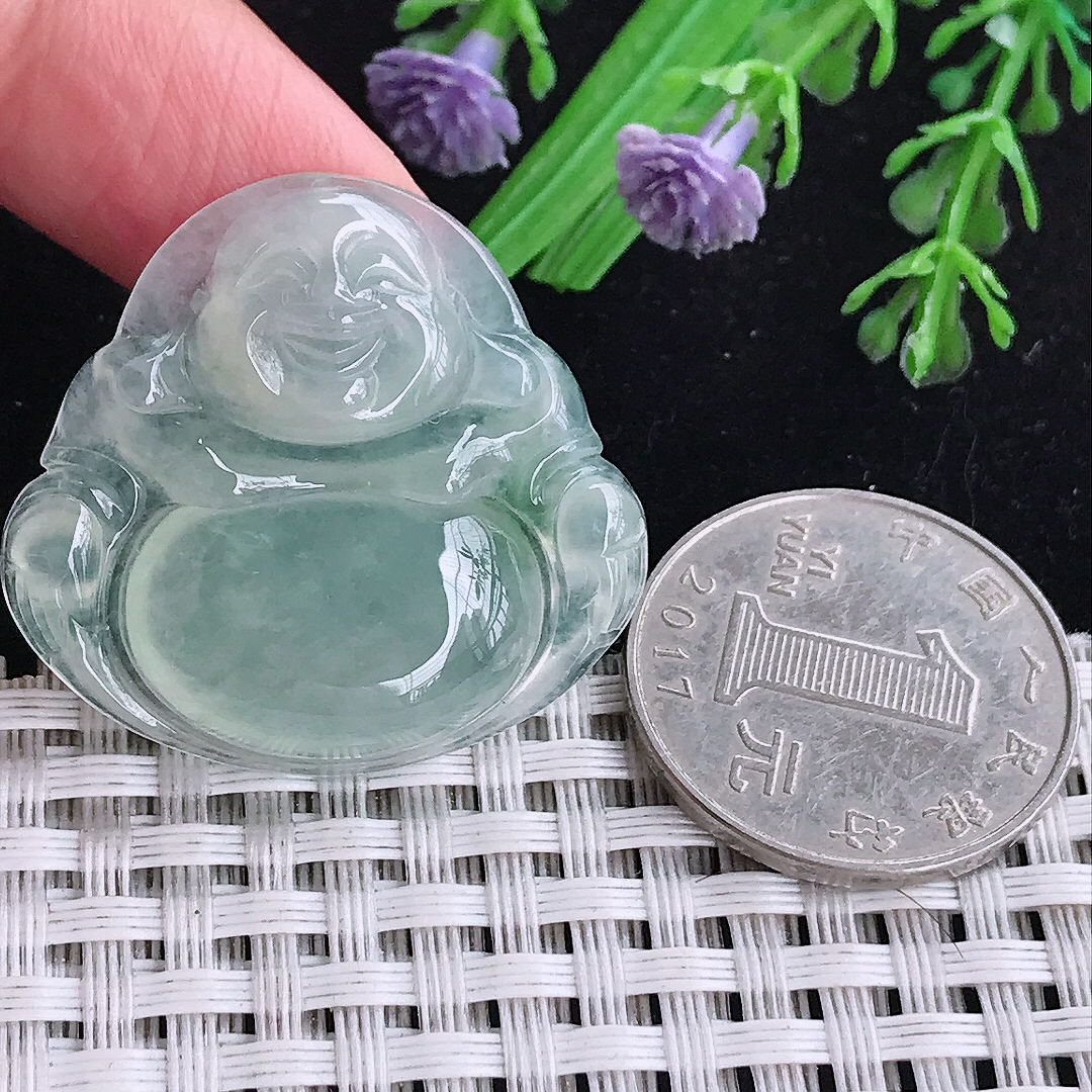 实拍A货翡翠31.8/34/6老坑果冻冰种fog吊坠翡翠玉佛挂件