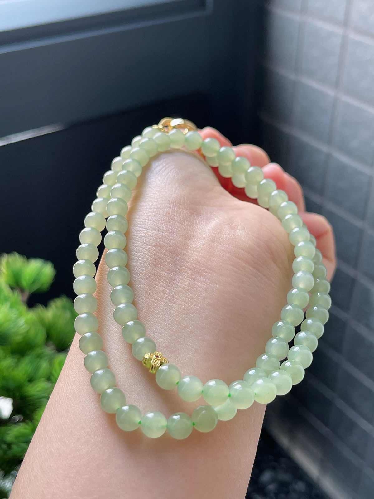 和田玉晴水珠串配饰品扣头 6mm